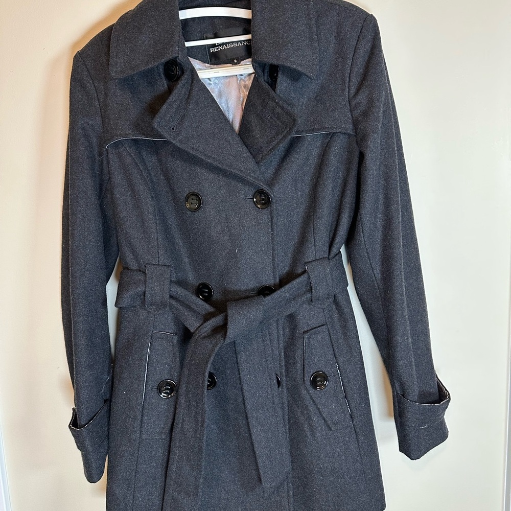 Gray Double-Breasted Women's Coat
